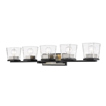 Z-Lite Bleeker Street 5 Light Vanity, Matte Black & Clear 475-5V-MB-BN